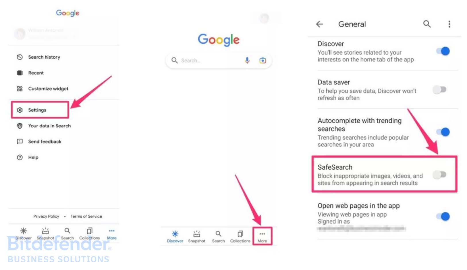 خاموش کردن جستجوی ایمن